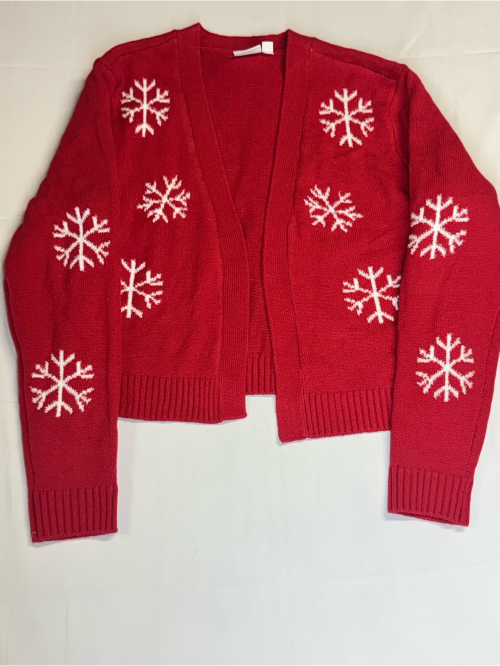 Mighty Fine Red Open Snowflake Cardigan